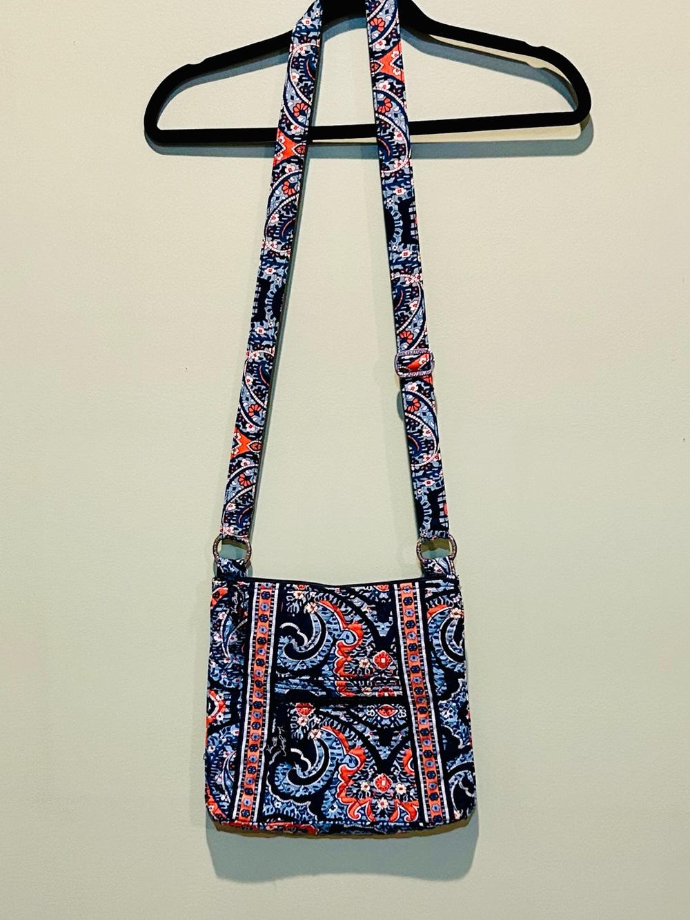 Vera Bradley Navy Paisley Crossbody Bag with Orange Accents